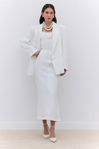 Pearl Embellished Evening Jacket Ecru