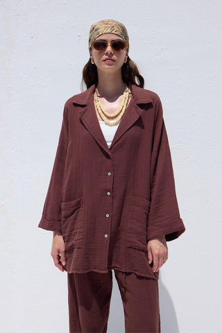 Shirt With Jacket Collar Burgundy