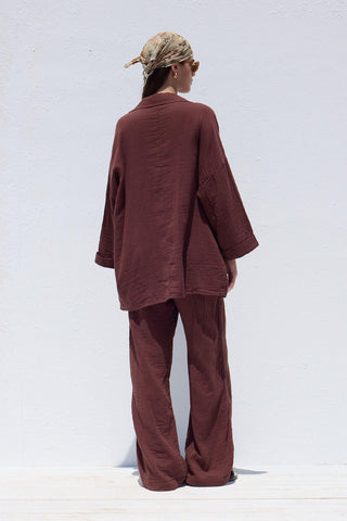 Shirt With Jacket Collar Burgundy