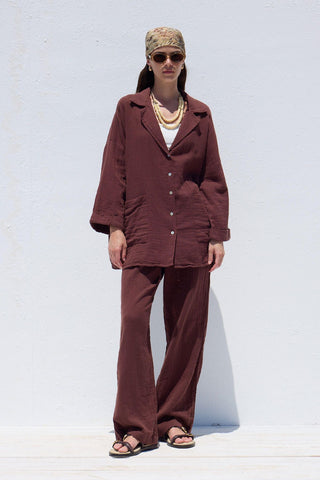 Shirt With Jacket Collar Burgundy