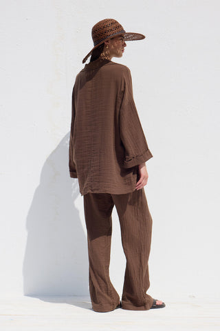 Ceket Yaka Gömlek Kahverengi