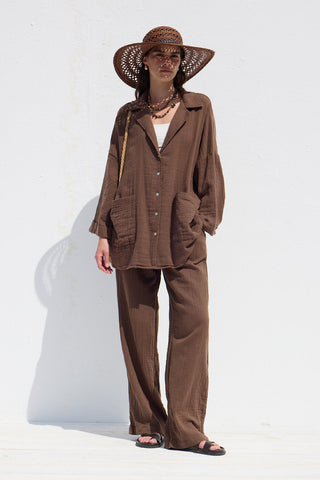 Ceket Yaka Gömlek Kahverengi