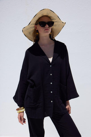 Ceket Yaka Gömlek Siyah