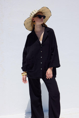 Ceket Yaka Gömlek Siyah