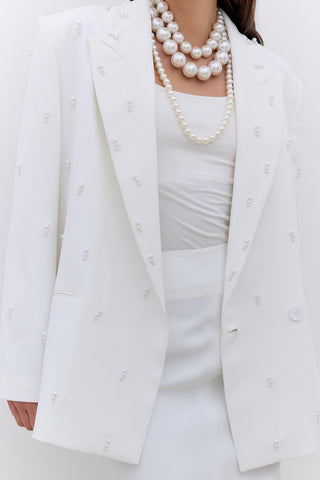 Pearl Embellished Evening Jacket Ecru