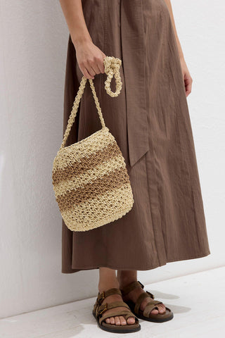 Striped Straw Mini Bag Beige