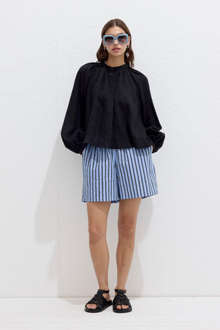 Striped Cotton Shorts Blue Stripe