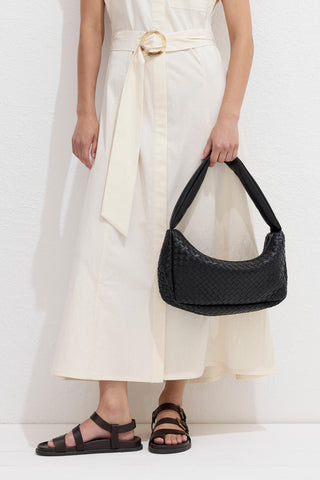 Frances Woven Oval Bag Black