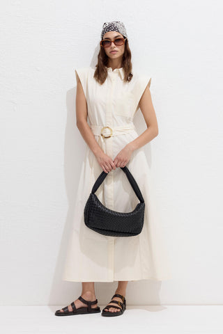 Frances Woven Oval Bag Black