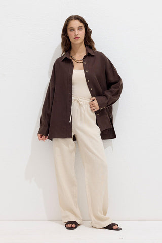 Relaxed Linen Pants With Pockets Beige