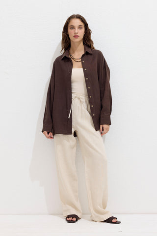 Relaxed Linen Pants With Pockets Beige