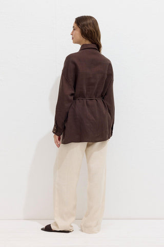 Relaxed Linen Pants With Pockets Beige