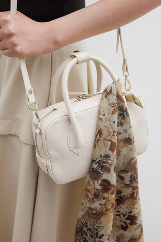 Ester Faux Leather Box Bag Beige