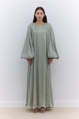 Dress With Wide Sleeve Detail Green