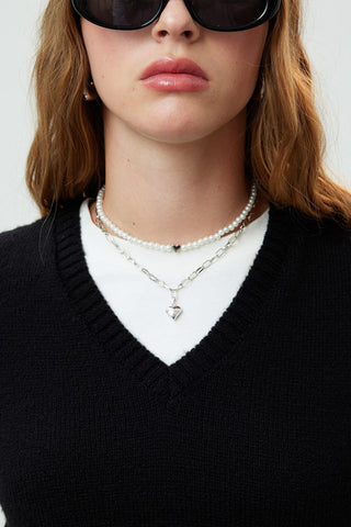 Pearl Chain Necklace Silver