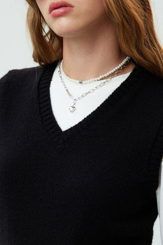 Pearl Chain Necklace Silver