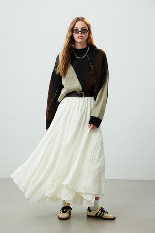 Crushed Effect Premium Skirt Ecru