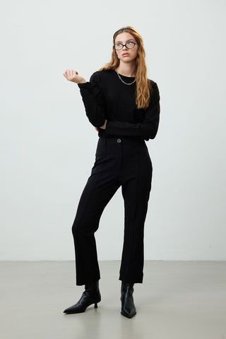 Straight Cut Trousers Black