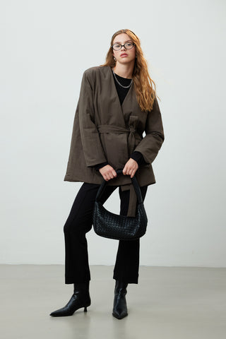 Frances Woven Oval Bag Black