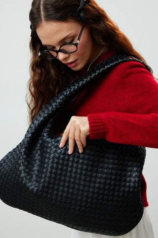 Frances Large Knit Bag Black