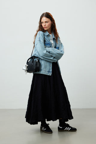 Ester Faux Leather Box Bag Black