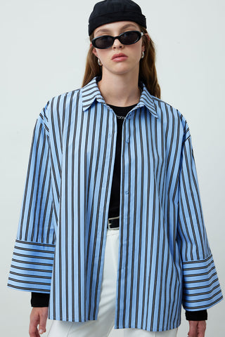 Striped Cotton Shirt Blue Stripe