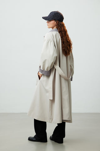 Milan Oversize Trençkot Açık Gri