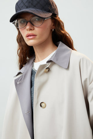 Milan Oversize Trençkot Açık Gri