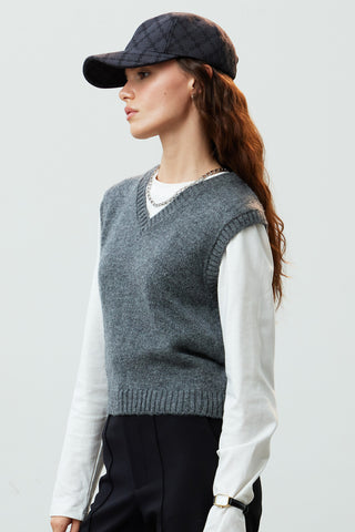 V-Neck Knit Sweater Grey