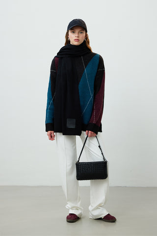 Argyle Pattern Knitwear Sweater Teal