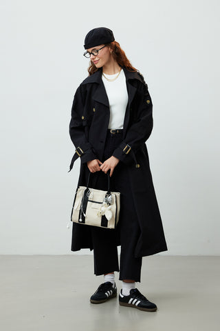Pocket Detailed Trench Coat Black