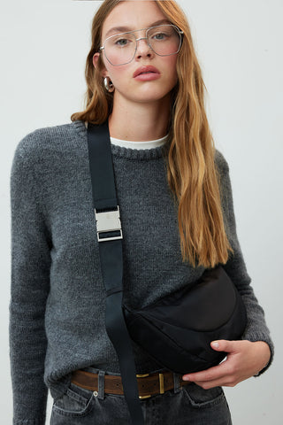 Lexa Metal Buckle Crossbody Bag Black