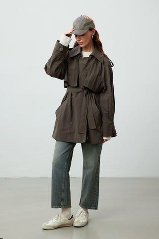 Lisbon Oversize Short Trench Coat Mink