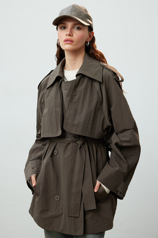 Lisbon Oversize Short Trench Coat Mink