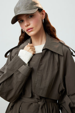 Lisbon Oversize Short Trench Coat Mink