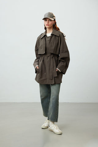 Lisbon Oversize Short Trench Coat Mink