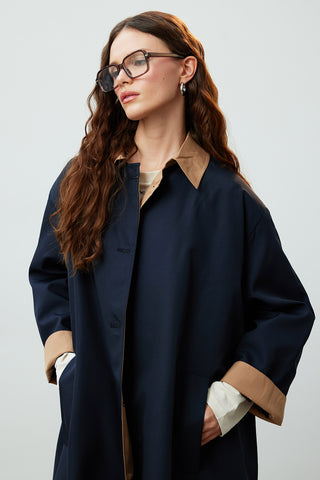 Milan Oversize Trench Coat Navy Blue