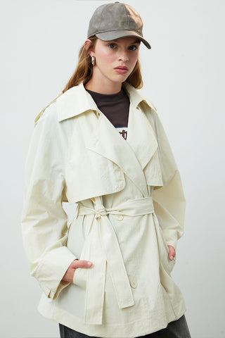 Lisbon Oversize Short Trench Coat Vanilla