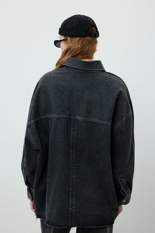 Oversize Denim Shirt Jacket Anthracite