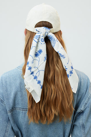 Patterned Cotton Scarf Blue Paisley