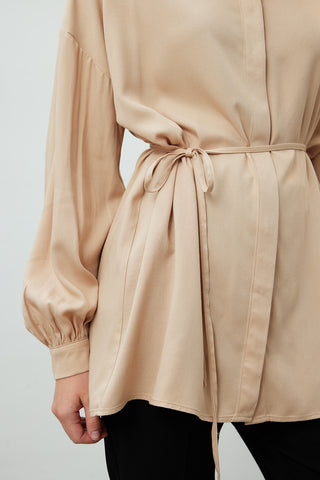 Belted Viscose Tunic Beige