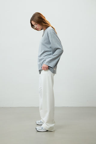 Oversize Cotton Long Sleeve T-Shirt Grey