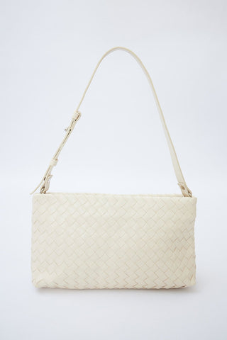 Frances Woven Baguette Bag Beige