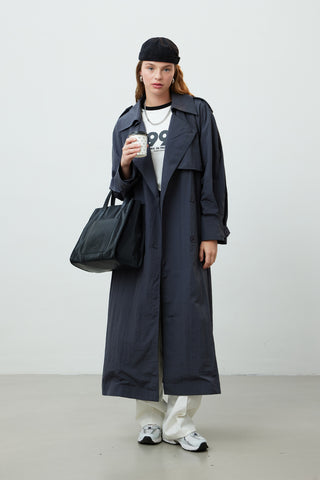 Technical Fabric Oversize Trench Coat Anthracite