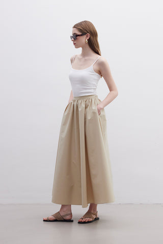 Ruffled Premium Skirt Beige