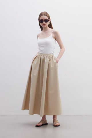 Ruffled Premium Skirt Beige