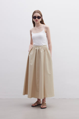Ruffled Premium Skirt Beige