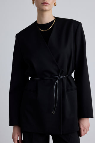 Classic Belted Blazer Black