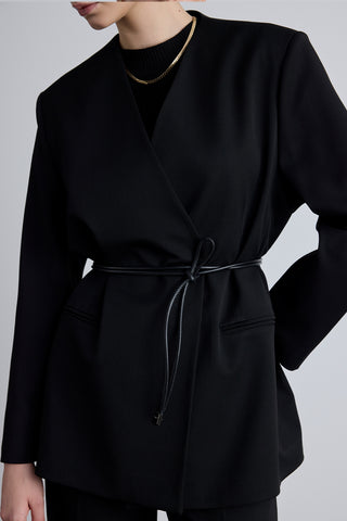 Classic Belted Blazer Black