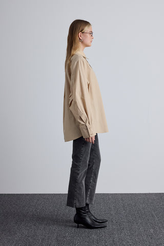 Pleated Oversized Shirt Camel